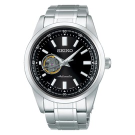Seiko Selection Men's Mechanical Watch, silver/black, Open Heart Model
