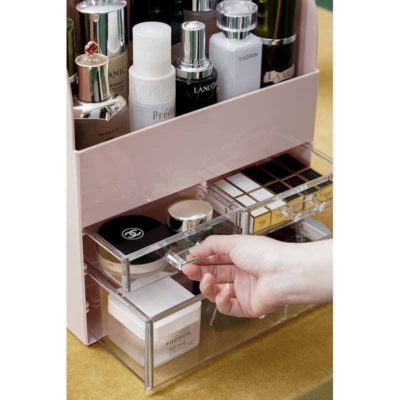 MOOCHI Pink Professional Large Cosmetic Makeup Organizer Dust Water Proof