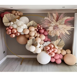 136 Premium Balloons Arch Kit - For Stunning Decoration for Birthdays, Weddings and More - Trendy Colours Choice: Dusty Pink, Bare White, Sand White, Rose Gold Metal