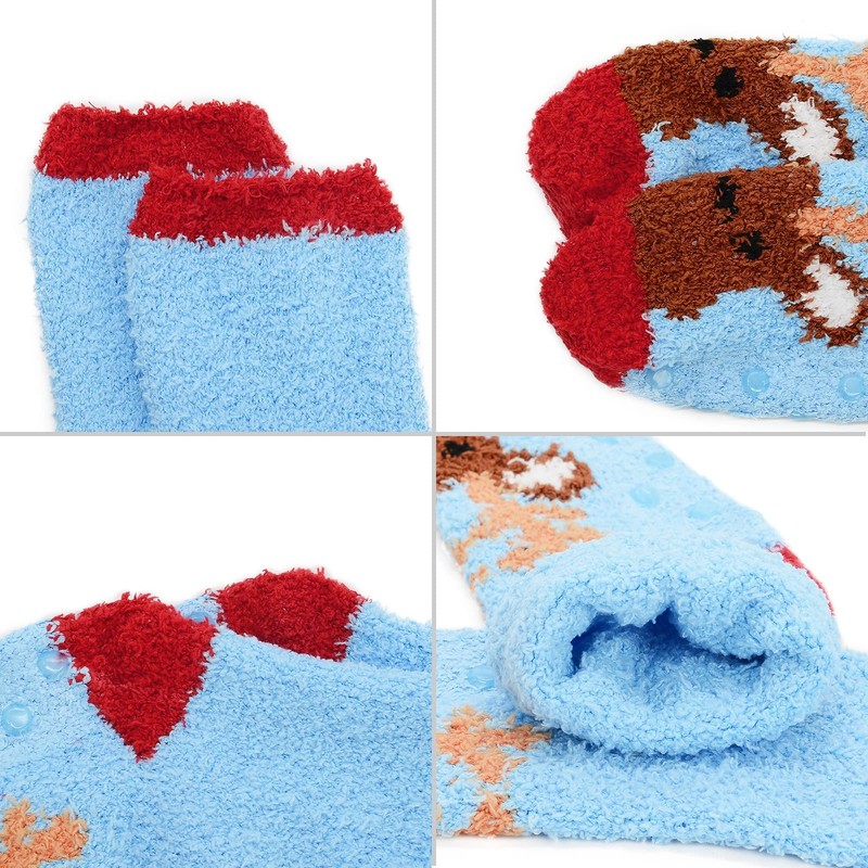 Calcetines de hospital antideslizantes con agarres para mujer, calcetines mullidos