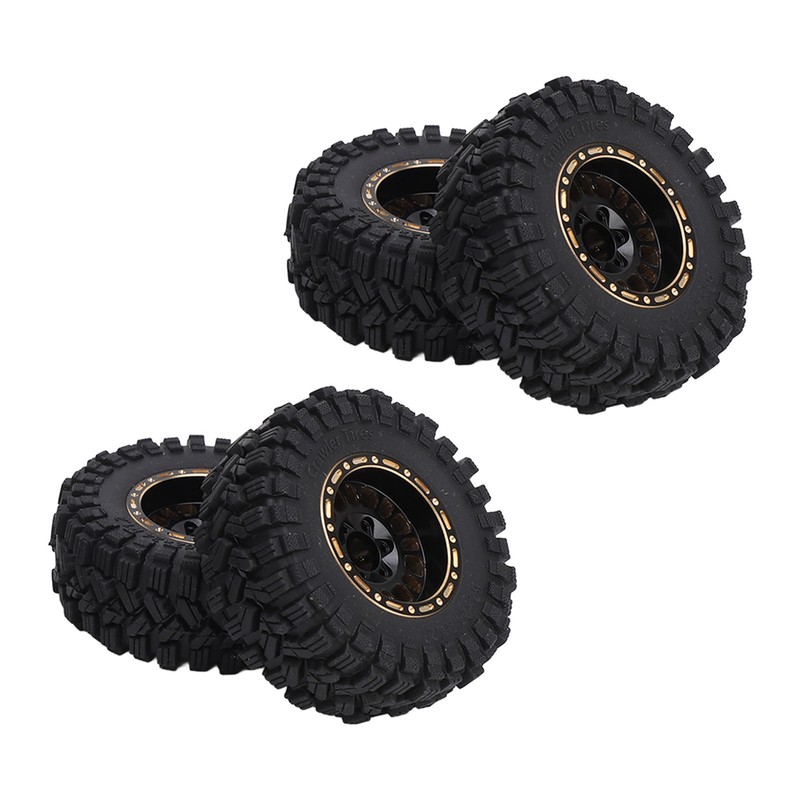 4Pcs Brass Wheel Tire Set 1.2in Hub Replacement for Traxxas