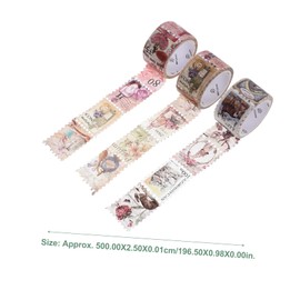 Ciieeo Stamps and Washi Tape Floral Supplies Travel Notebook Decor Scrapbook Washi Tape Paper Packing Tape Journaling Tapes Stamp Lovers Retro Decoration Stickers 3 Rolls