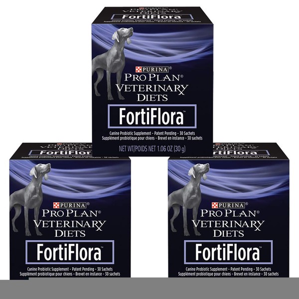 Purina Fortiflora Canine Nutritional Supplement Box, 30 Count (Pack of 3)