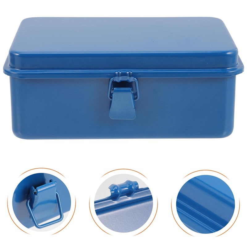Gadpiparty Lockable Iron Tool Box Iron Sheet Carrying Case Household