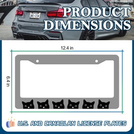 Black Cat License Plate Frames- 2 Pack Cute Animal Aluminum Metal License Plate Holder Covers Car Accessory, Rust-Proof Waterproof Car Decorative Tag Frames for Standard US 12x6 Inch