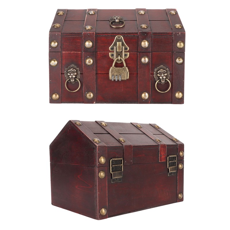 Treasure Chest Storage Box with Combination Lock Handcraft Exquisite Wood