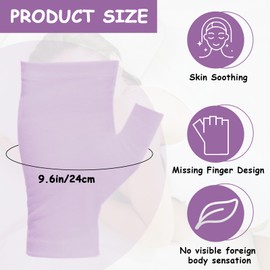 6 Pairs Cotton Gloves Eczema, Cotton Eczema Gloves for Women and Men, Touchscreen Fingerless Black Gloves for Art Handling, Fingerless Moisturizing Gloves for Dry Hands Overnight Skin Protect (Purple)