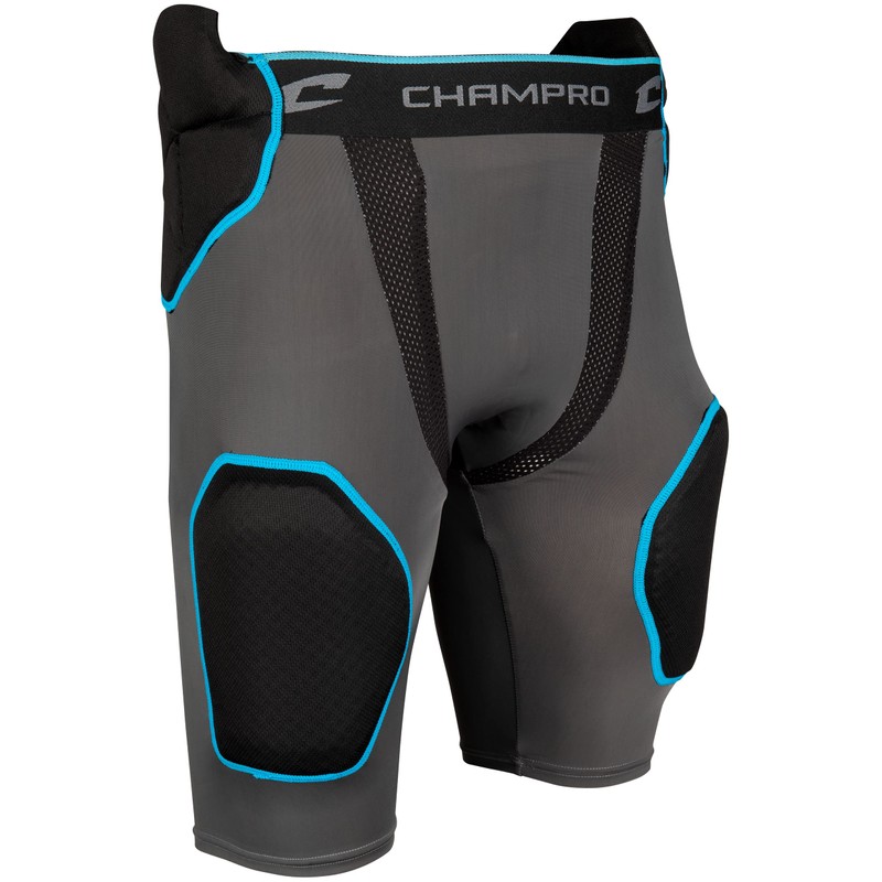 Champro Tri-Flex 5-Pad Integrated Girdle, Adult 2X-Large, Grey, Black Pads