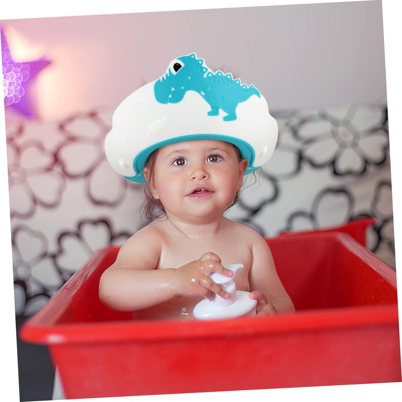 BESPORTBLE 4Pcs Adjustable Shower Caps Cartoon Dinosaur Hair Washing Hats