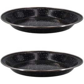 Quickdraw 2 x Enamel Camping Plates – Durable 24cm Lightweight Metal Plate with Enamelled Coating & Stainless Steel Rim – Ideal for Camping, Hiking, Travel, Outdoor Kitchen
