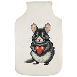 'Pixel Art Chinchilla Holding Heart' Hot Water Bottle Cover (HW00032553)