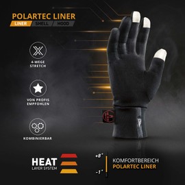 The Heat Company Polartec Liner Warm Touchscreen Winter Gloves for Men and Women, Quality from the Alps, Black, Perfect for Cycling and Running, black
