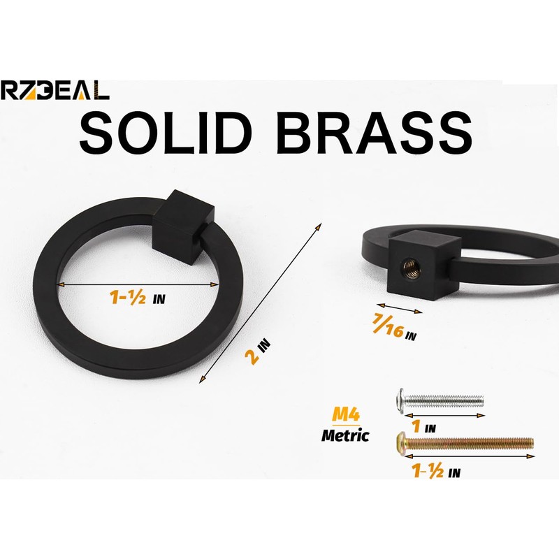 RZDEAL 8Pcs 2.0" x 1-7/8" Solid Brass Pulls for Dresser