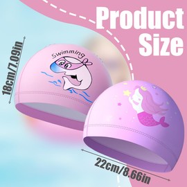MIRKUZI Badekappen für Schwimmer 2er-Pack Badekappen für Mädchen, Badekappen für Kinder von 2–10 Jahren, PU-beschichtete, wasserdichte Badekappen für Mädchen