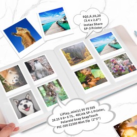 Leebotree Photo Album Compatible with Instax Mini/Square Film, Space for 256 Photos in Pockets, Compatible with Mini 11 / Liplay, Square SQ 6 SQ10 SQ20 SP-3 Film (Magic Silver)