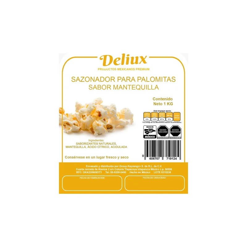 Polvo Saborizante Sal Mantequilla, Botanas, Palomitas 1 Kg