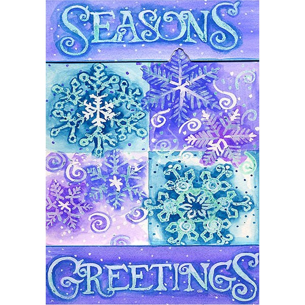 Toland Home Garden Seasons Greetings 12.5 x 18 Inch Decorative Colorful Winter Holiday Snowflake Garden Flag - 112548