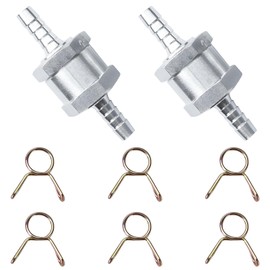 2 Stück Kraftstoff Rückschlagventil,6mm Aluminium Ventil Rückschlagventil,Aluminium Kraftstoff Rückschlagventi,Mit 6 Stück Federklammer Für Benzin Wasser Chrom Auto Auto Niederdrucksystem