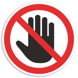 2 x 10cm Warning Stop No Entry Sign Vinyl Stickers - H&S Office Sticker #34081 (10cm Wide)