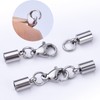 20pcs Stainless Steel Leather Cord Ends with Lobster Clasp Connector