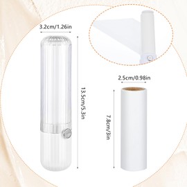 Prasacco 7 Rolls Lint Roller with 1 White Dispenser and 1 Dust Cover, 13.6 x 3.2 cm, Portable Plastic Hair Remover, Extra Sticky Lint Roller for Clothes, Sofas, Beds, Carpets (30 Sheets/Rolls)