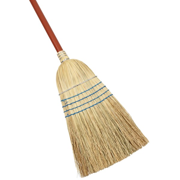Rubbermaid Commercial Products Heavy-Duty Corn Broom, 1 1/8 Inch Wood Handle, Blue (FG638300BLUE)