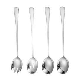 GisWell Set of 4 Salad Servers Serving Spoons Stainless Steel Serving Spoons Stainless Steel Serving Spoons for Salads, Stainless Steel Salad Server Set, for Restaurants, Hotels, Party (Silver)