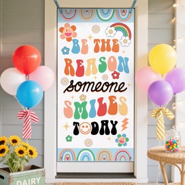 Bolisom Boho Rainbow Classroom Front Door Cover Decorations, Back to School Be The Reason Someone Smile Today Banner Background, Kids Kindergarten Preschool Elementary Middle Home Decor 3 x 6 FT