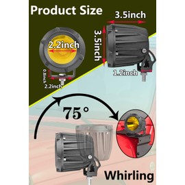 Muto-Beam Amber LED Pods Light Motorcycle LED Fog Round Spot Combo Beam Light 2 PCS 50 W LED Driving Light Waterproof Work Light for SUV Truck Boat Tractor，2 Year Warranty