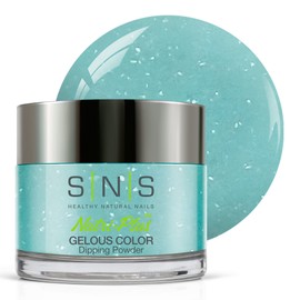 SNS Nail Dip Powder, Gelous Color Dipping Powder - Lamb's Ear (Turquoise/Aqua, Pastel, Shimmer) - Long-Lasting Acrylic Nail Color & Polish Lasts 14 Days - Odor-Free & No UV Lamp - 1oz