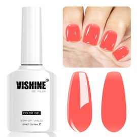 Vishine Neutral Gel Nail Polish 16ml Watermelon Red Color Jelly, Natural Translucent Soak Off U V LED Nail Lamp Translucent Nail Art Gel L126