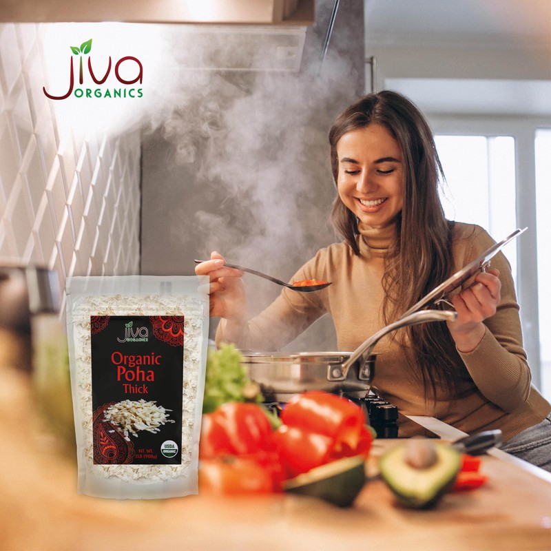 Jiva Organics Organic Poha Thick 2 Pound Bulk Bag -