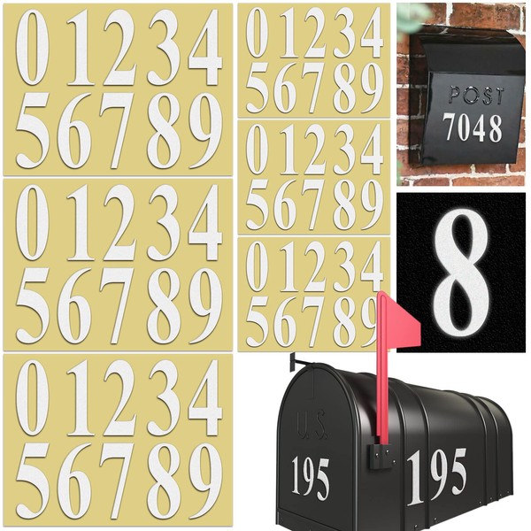 Reflective White Mailbox Number Stickers Die Cut Vinyl Numbers Set