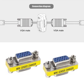 SING F LTD 4X VGA 15 Pins Mini Gender Changer Adapters Couplers, DB15 Black Male to Male & Blue Female to Female Converter Connectors