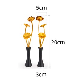 RAYWILL Lotus Flower Lotus Flower Lotus Bon Festival Supplies Lotus Flower Buddha Buddhist Altar Altar Lotus Lotus with Flower Vase Included One Pair of Left and Right Gold Plated Artificial Flowers Does Not Wither Buddhist Altar Buddhist Service Festiva