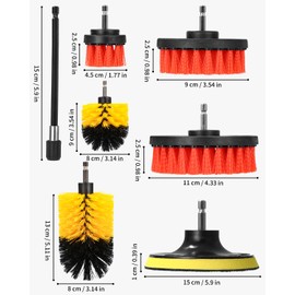 Birshe Brush Attachment Cordless Screwdriver, 25 Pieces Brush Cordless Screwdriver Brush Attachment Drill Cleaning Brush Scrubber Cleaning Kit Powerful Drill Brush Cleans Upholstery Rims Bathroom