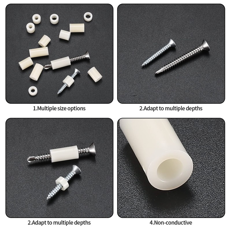 Pack of 320 Round Spacers, Nylon Washers, Plastic Spacer Sleeves,
