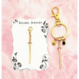 Gold Sword Zipper Pull, Sword Keychain Keyring, Highlander, Fantasy Jewelry (1. Sword Keychain And Zipper Pull)