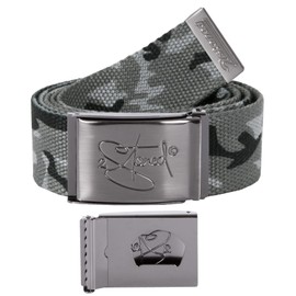 2Stoned Fabric Belt Unisex 4 cm Wide, Belt Buckle Matt with Bottle Opener, Canvas Belt for Men and Women, Ice Camo