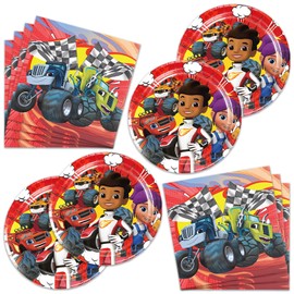 40Pcs Blaze and The Monster Party Supplies include 20 plates, 20 napkins for the Blaze and The Monster birthday party decoration