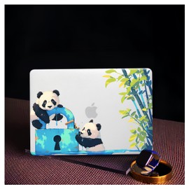 BYCeKe Cute Clear Neutral Case Compatible with MacBook Air 13.6 inch 2022-2025 M4 A3240 M3 A3113 M2 A2681,for Mac Air13 M4 Print Plastic Hard Shell&Keyboard Cover for MacBook Air13.6 Cases,Cute Panda