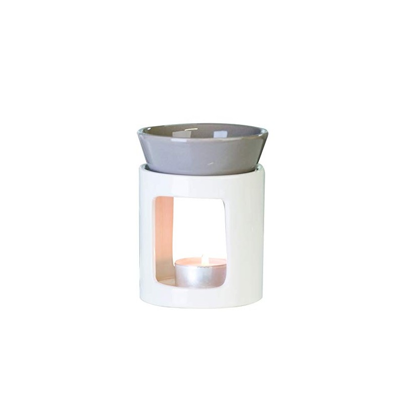 Casablanca Duftlampe Aromabrenner DUO aus Keramik · weiß/grau Höhe 11