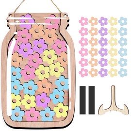 Reward Glass Magnetic Reward System Children's Reward System Primary School Teacher Supplies Reward Jar with Wooden Holder and 20 Flowers, 14.5 x 21 cm Reward Glass Classroom for Good