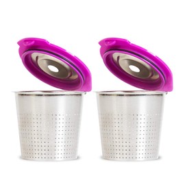 Cafe Flow Stainless Steel Reusable K Cup, 2-Pk by Perfect Pod - Refillable Capsule Cup Metal Coffee Filter for Keurig 1.0, Keurig 2.0, K-Duo, K-Mini and Select Models (See Full Compatibility Chart)