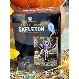 Huntington Home 4 Foot Inflatable Skeleton Lights Up! NIB - Self Inflates - Easy Set Up!!