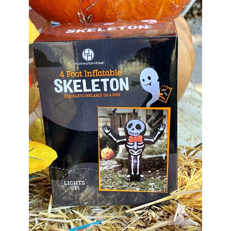 Huntington Home 4 Foot Inflatable Skeleton Lights Up! NIB -
