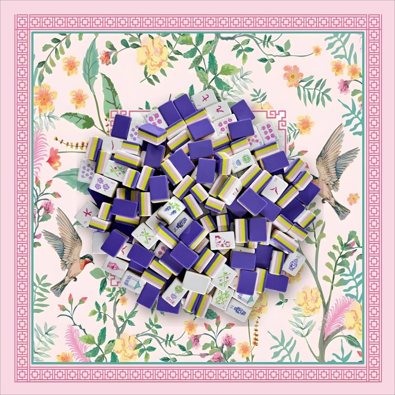 1-1/4" 32mm 4-Layer Engraved American Mahjong Set 160-Tile Lavender Heavyweight