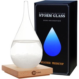 Storm Glass Water Drop Shaped Crystal Ball, Christmas Decoration Storm Glass Weather Forecaster Weather Station, Fashion Creative Office Desktop and Home Decor (Small)