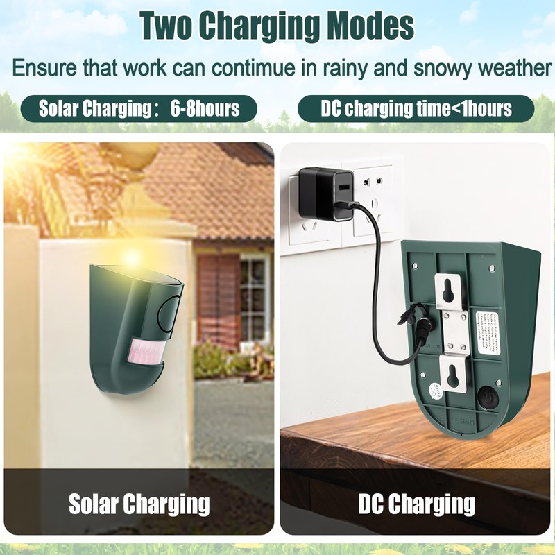 Qualirey Solar Sound and Light Alarm Motion Sensor 129db Outdoor