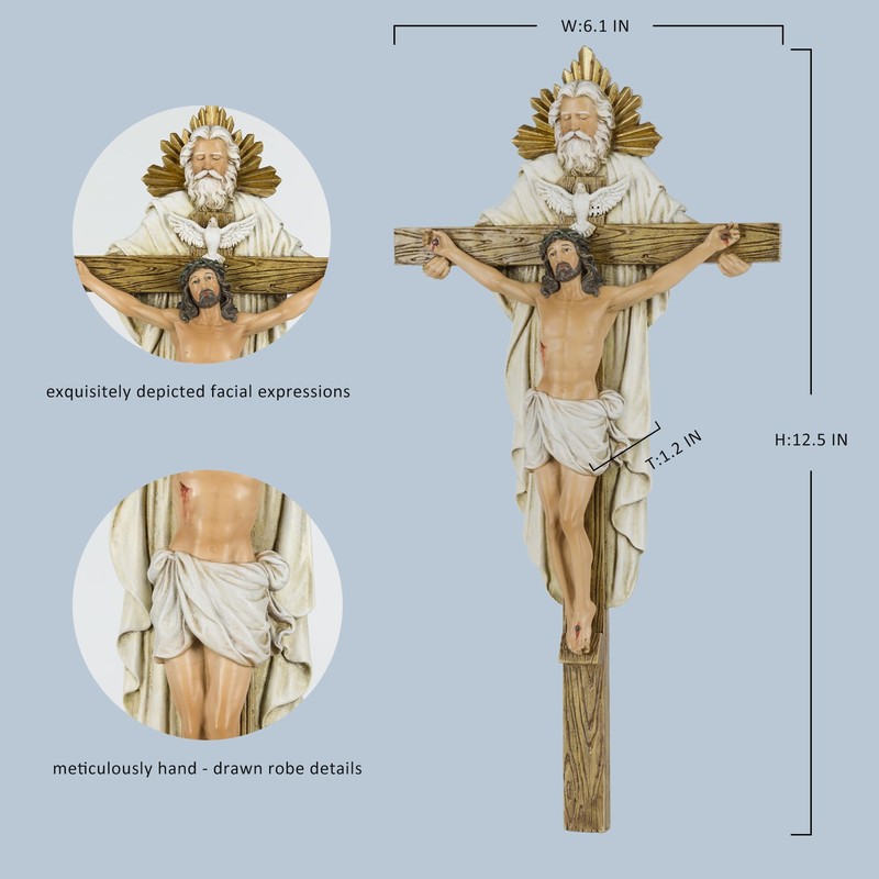 Grace4Joy Holy Trinity Wall Cross, 12.5 Inches Holy Trinity Crucifix